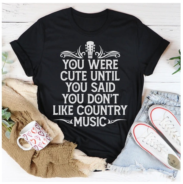 "Cute country music graphic tee – stylish and comfy Western-inspired t-shirt for country lovers."