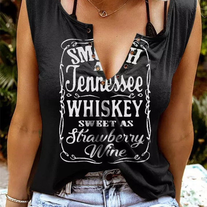 "Whiskey & Wine Tank Top – Stylish Women's Sleeveless Shirt, Casual Graphic Tee, Soft & Comfortable Fit"