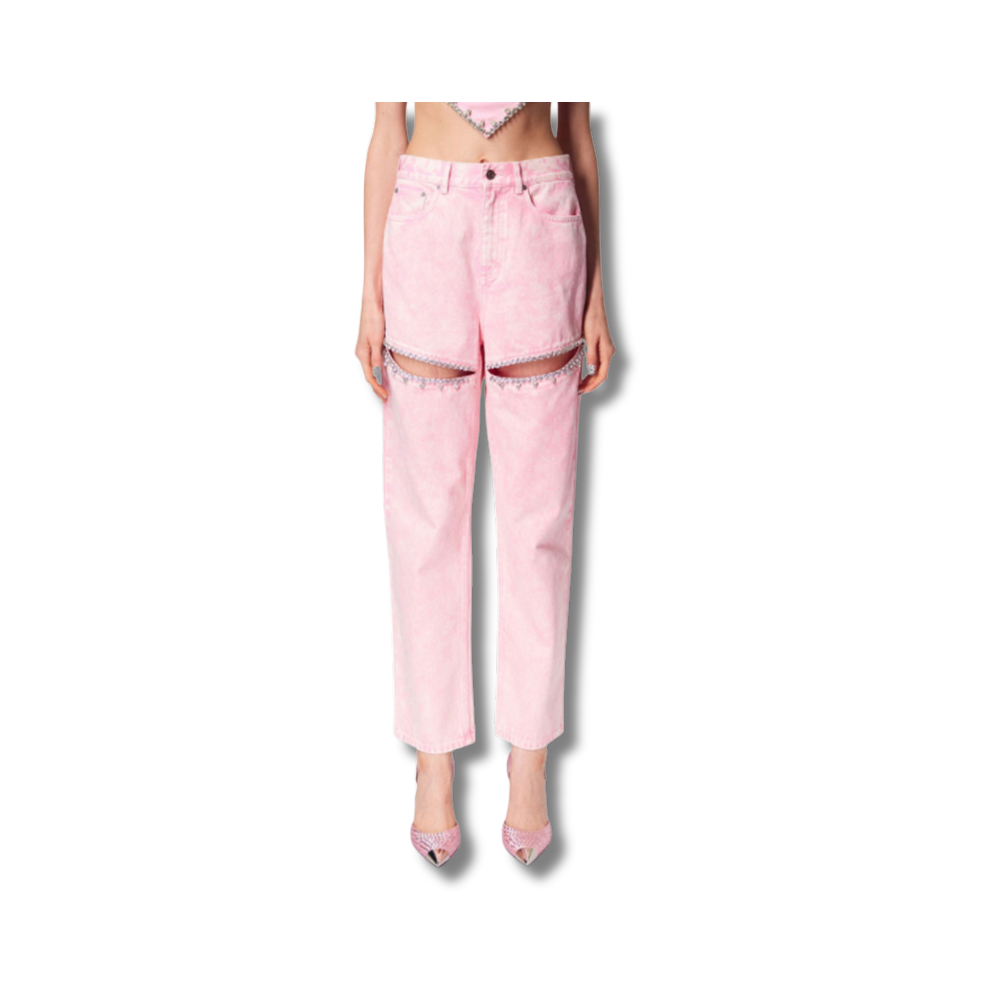 "Women's Straight-Leg Jeans with Diamond Accents – Trendy, Comfortable Denim for Casual & Street Style Looks"