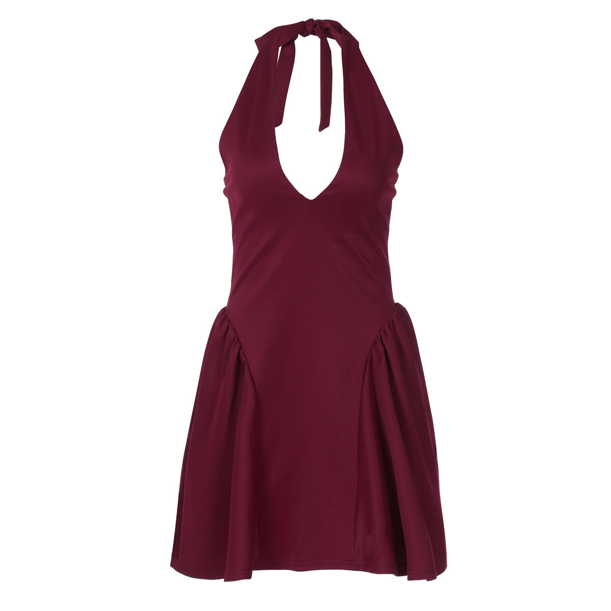 "Deep V-Neck Halter Dress – Elegant Backless Sleeveless Dress for a Bold Chic Look"