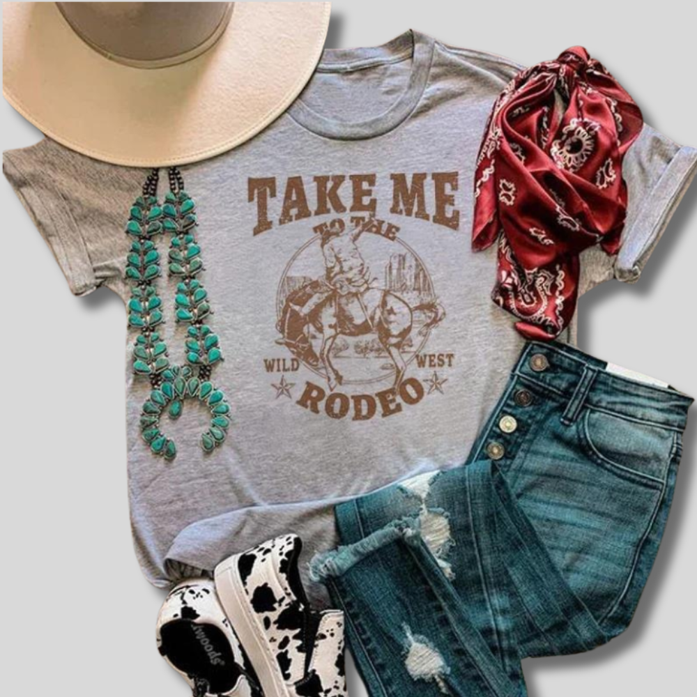 "Denim Pattern Retro Country Music T-Shirt – vintage-inspired, soft, and stylish for country music lovers"
