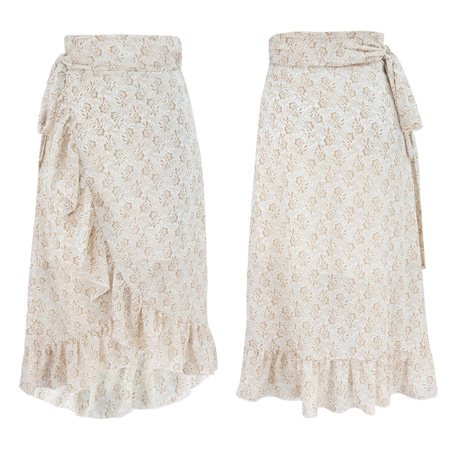 "Bohemian High-Waisted Floral Skirt – Flowy Chiffon Midi Skirt with Elegant Floral Print"