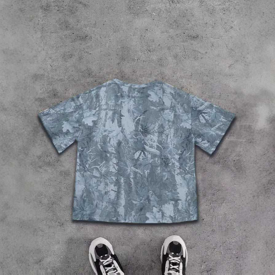 "Leaf printed shirt – stylish breathable casual top for men/women, nature-inspired fashion, lightweight and comfortable outfit."