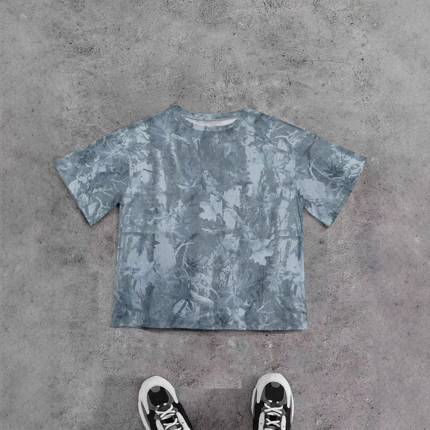 "Leaf printed shirt – stylish breathable casual top for men/women, nature-inspired fashion, lightweight and comfortable outfit."