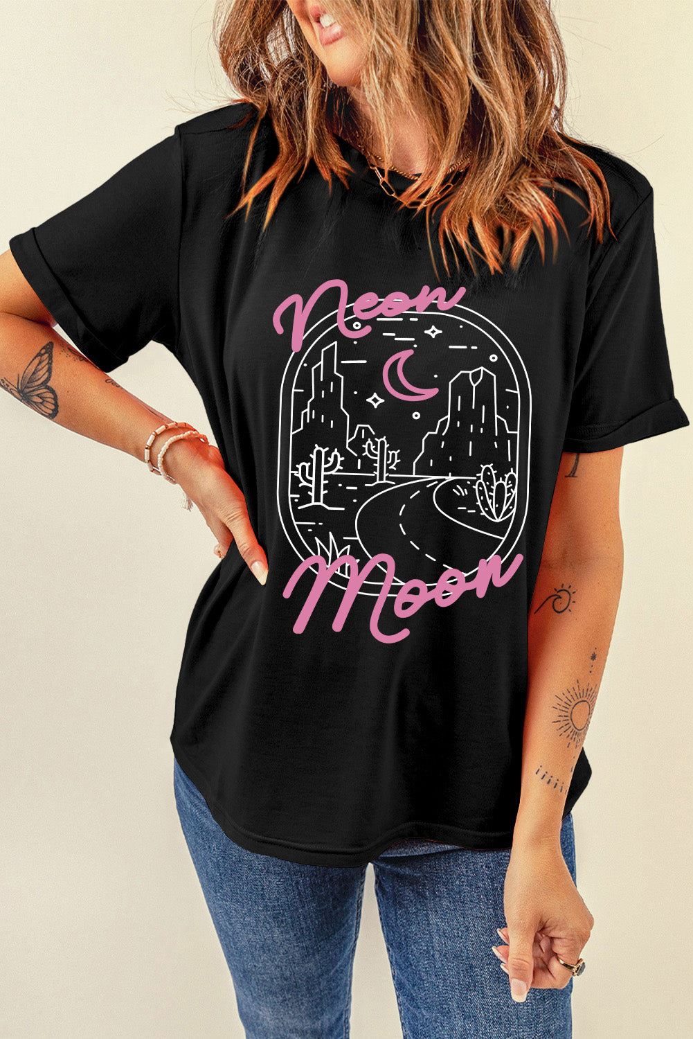 "Neon Moon Tee – Retro-inspired country t-shirt with a bold neon design, perfect for music lovers and Western vibes."