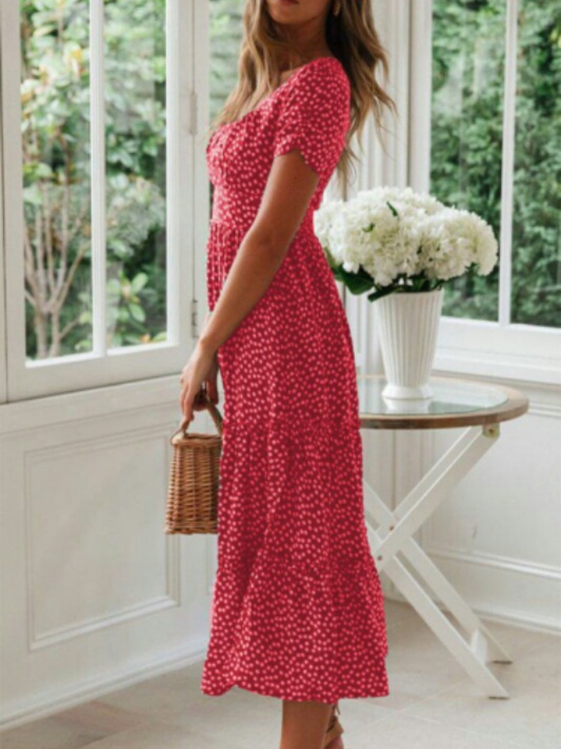 "Polka Dot Midi Dress – Elegant and stylish midi dress with classic polka dot design, perfect for any occasion."