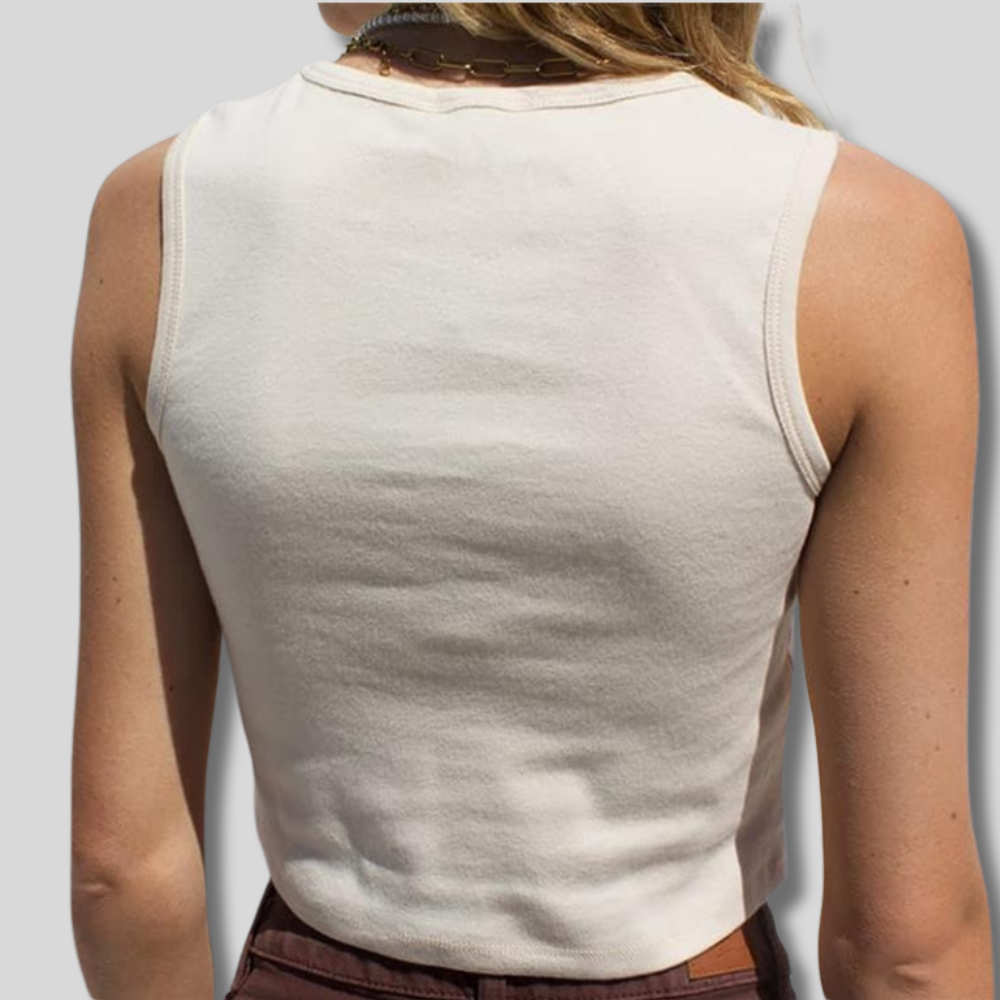 "Butterfly Tank top in lightweight fabric with playful butterfly design, flattering fit, and breathable comfort for casual or dressed-up looks."