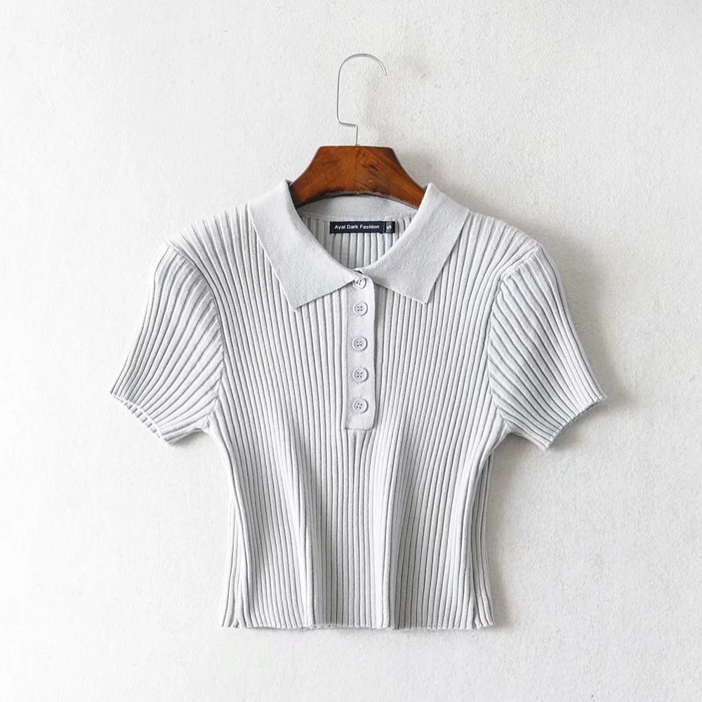 "Trendy stretchy button crop top for women – chic, flattering, and perfect for casual or dressy outfits."