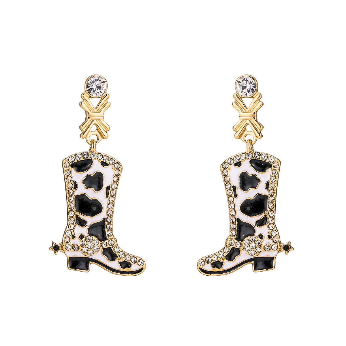 "Moo Boot Earrings – Trendy Cow-Print Cowboy Boot Earrings | Lightweight & Stylish Western Jewelry | Perfect for Cowgirls & Country Fashion | Shop Now!"