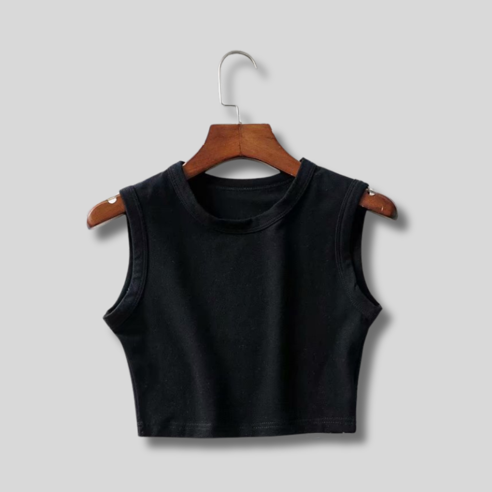 "Neutral cropped tank top – stylish, minimalist, and versatile for any outfit. Soft fabric, perfect for everyday wear."
