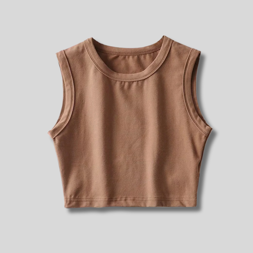 "Neutral cropped tank top – stylish, minimalist, and versatile for any outfit. Soft fabric, perfect for everyday wear."