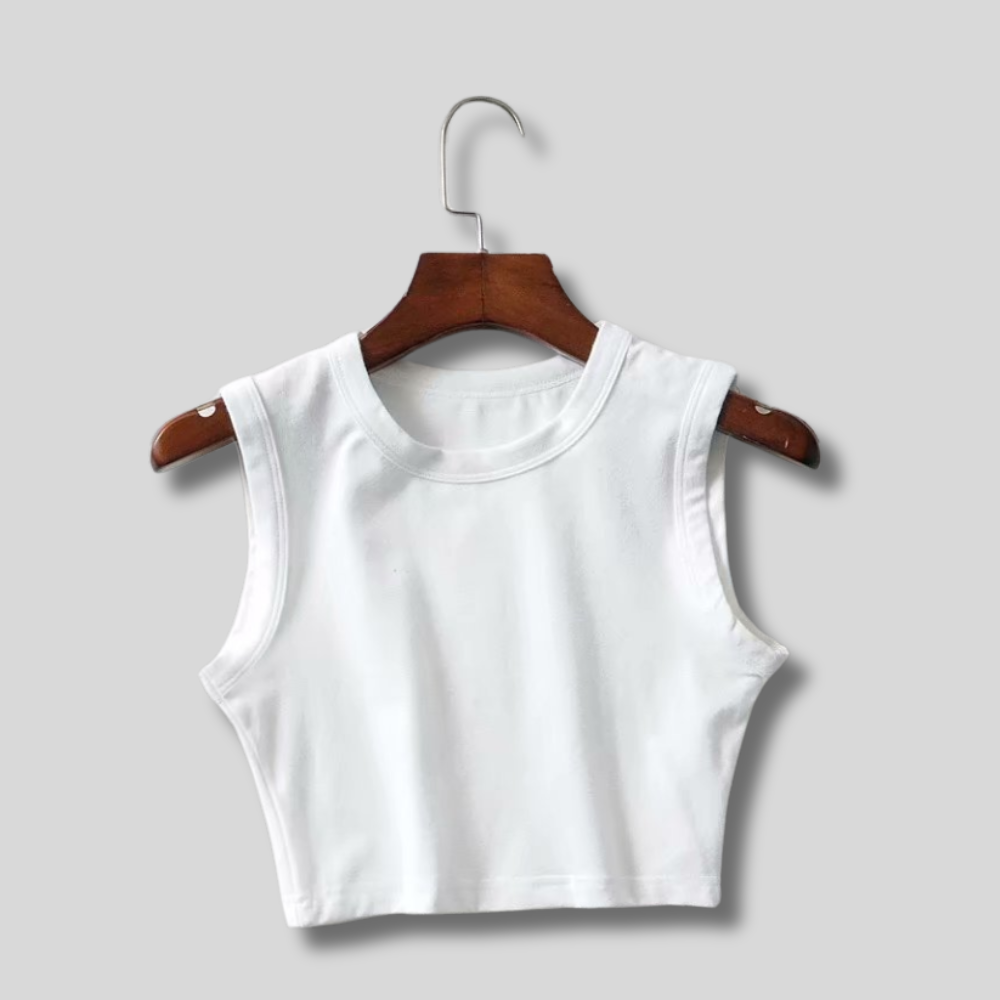 "Neutral cropped tank top – stylish, minimalist, and versatile for any outfit. Soft fabric, perfect for everyday wear."
