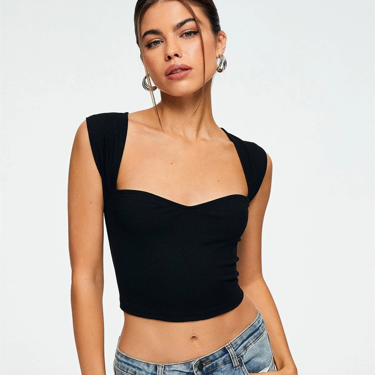 ribbed_sleeveless_crop. streetwear modern, minimalist designs with bold aesthetics and premium fabric."