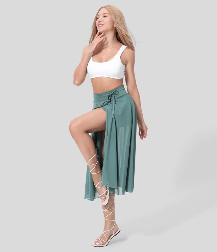 "Elegant A-Line Romper Skirt – Chic Mid-Length Mesh Skirt for Effortless Style"