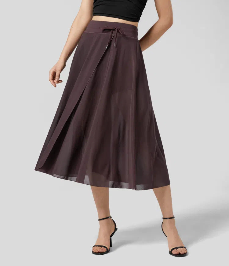 "Elegant A-Line Romper Skirt – Chic Mid-Length Mesh Skirt for Effortless Style"